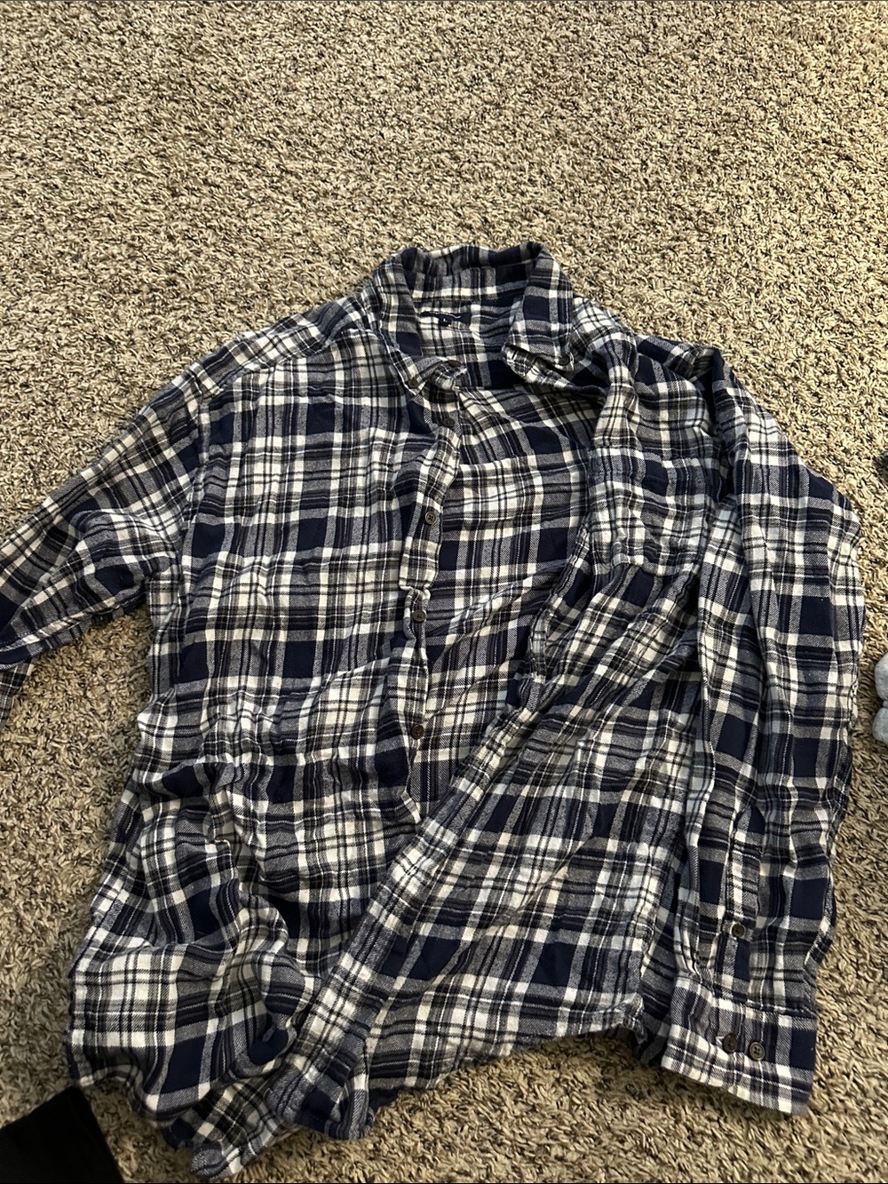 croft & barrow Navy and White Plaid Button-Down Shirt  (MRO)